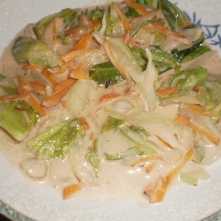 ごまペーストで野菜炒め